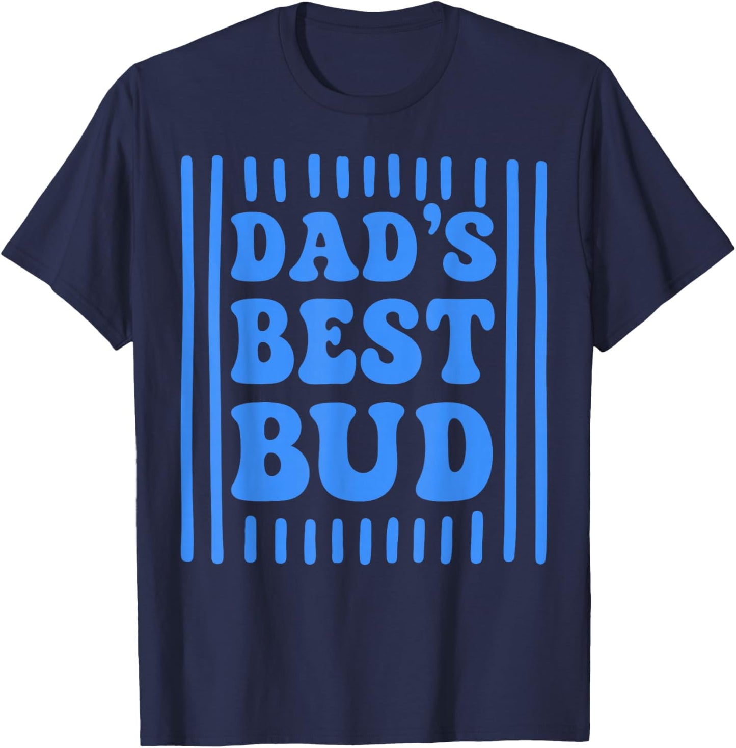Striped Dad's Best Bud Boys Youth Kids Father's Day T-Shirt - T-Shirt | Navy