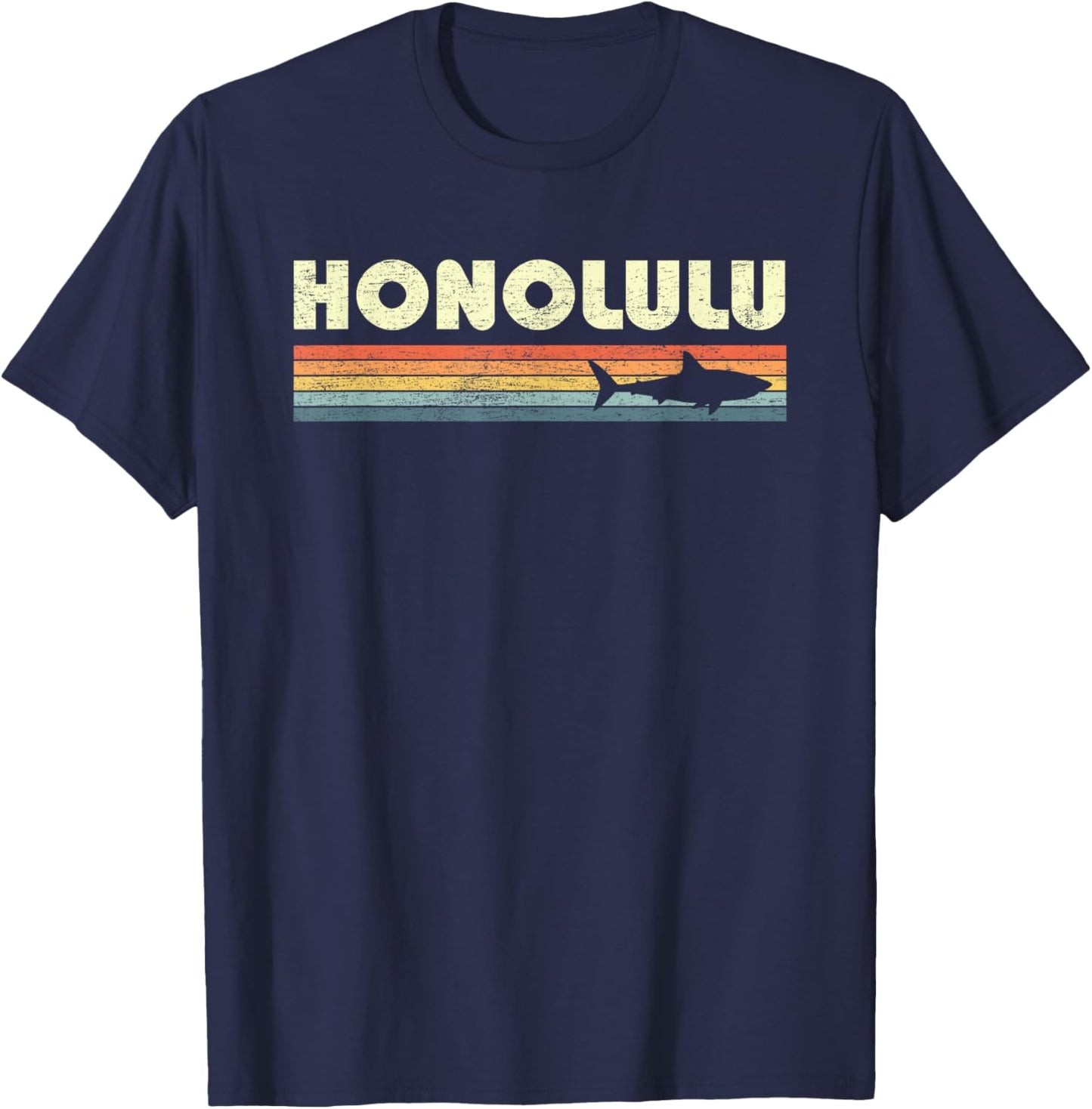 Honolulu Hawaii Vintage Shark Souvenir KIds T-Shirt - T-Shirt | Navy