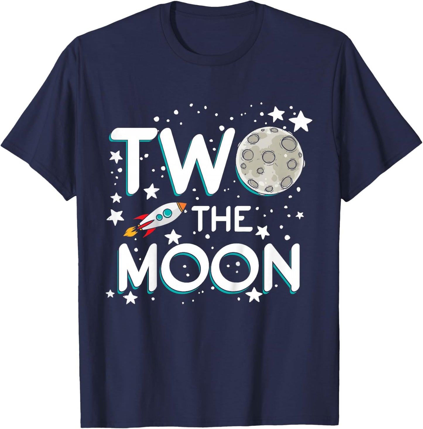 Two The Moon Toddler 2nd Birthday Gift 2 Year Old T-Shirt - T-Shirt | Navy