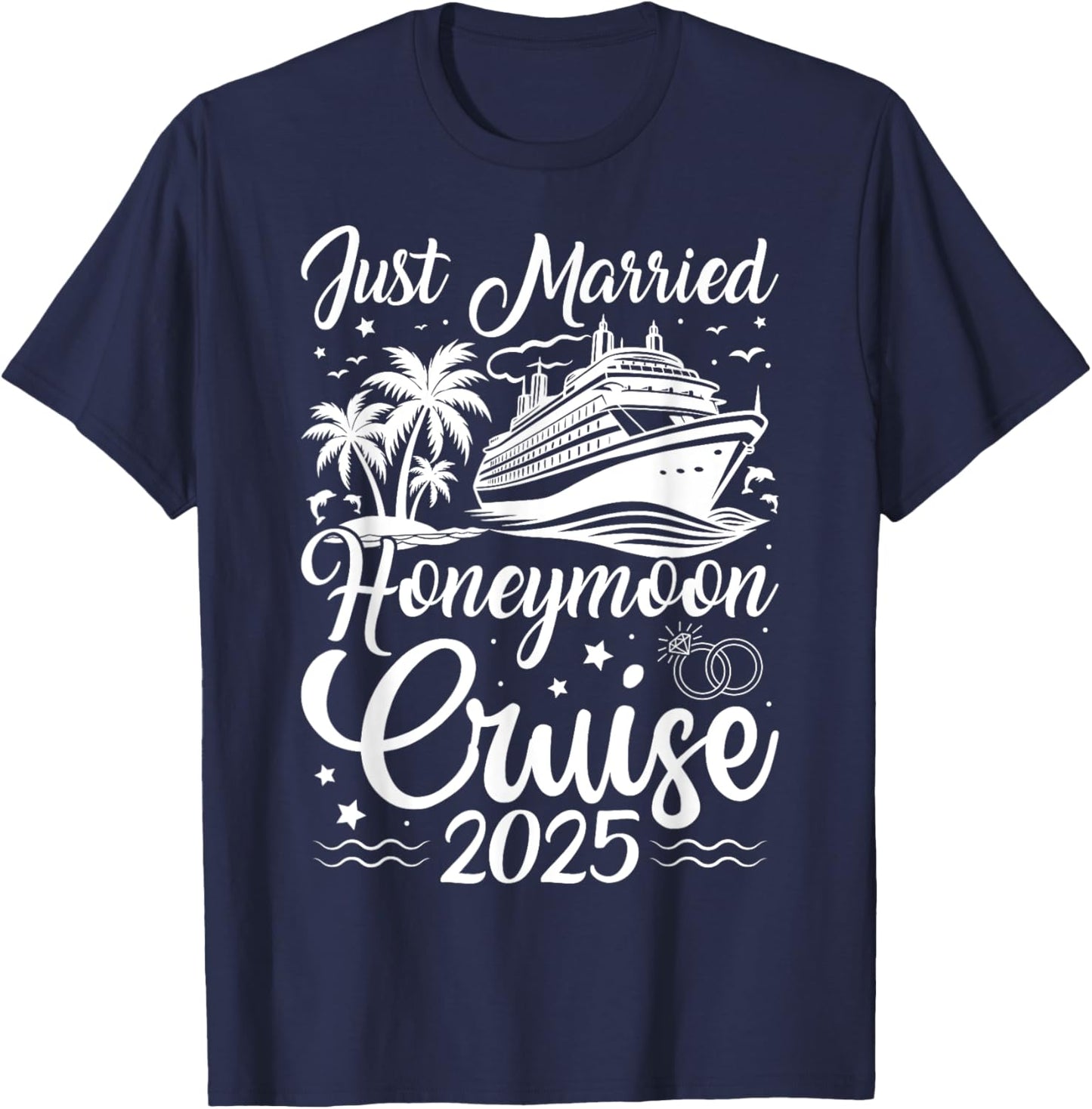 First Family Cruise for Married Couples 2025 - Adults - Black - Small - Short Sleeve - - Honeymoon Cruise Theme - Newlyweds, Couples, Honeymooners, Cruisers T-Shirt - T-Shirt | Navy