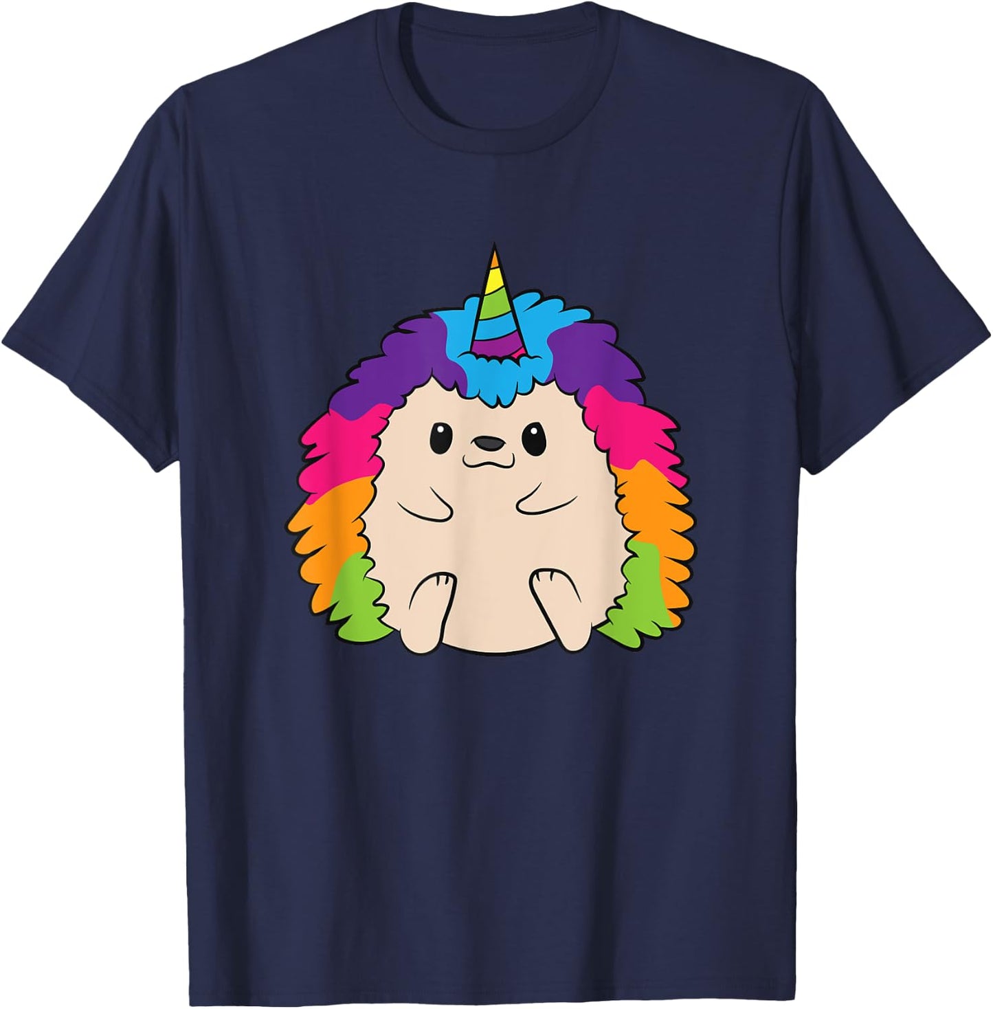 Hedgehog Unicorn Rainbow Hedgehog T-Shirt - T-Shirt | Navy