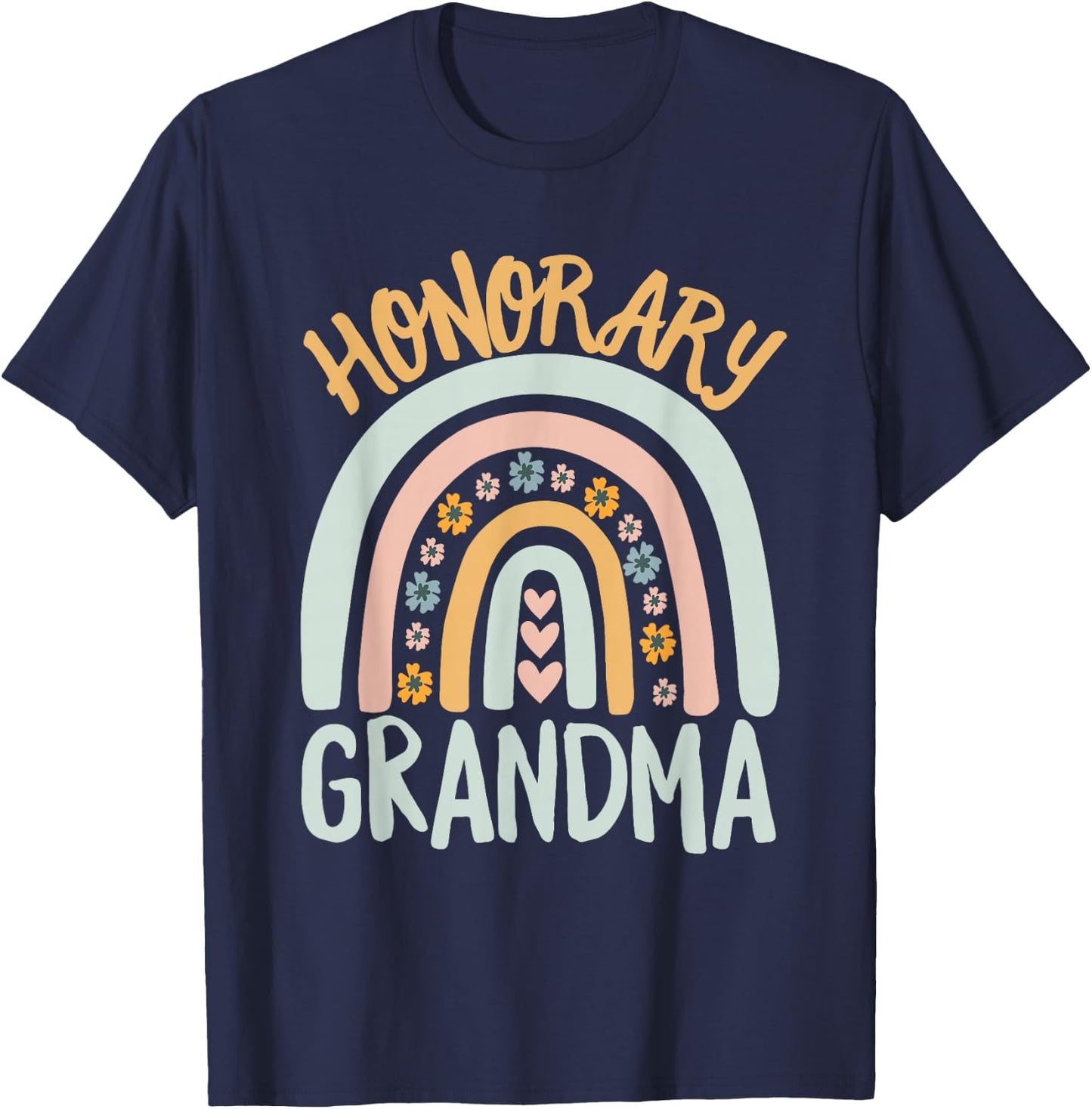 Honorary Grandma Foster Granddaughter Grandson Boho Rainbow T-Shirt - T-Shirt | Navy