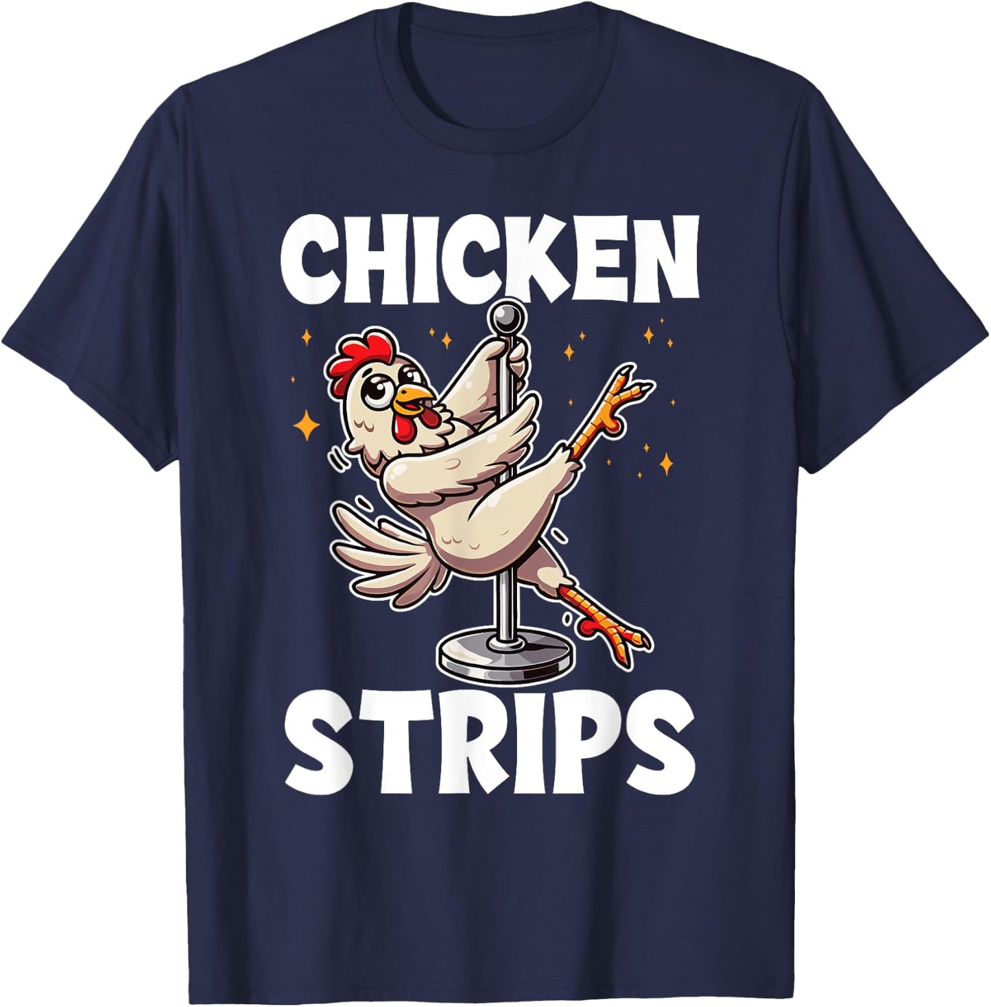 Farm Animal Humor Chicken Pole Dance Black X-Small -Adults Modern Cartoon Humor Dance T-Shirt - T-Shirt | Navy
