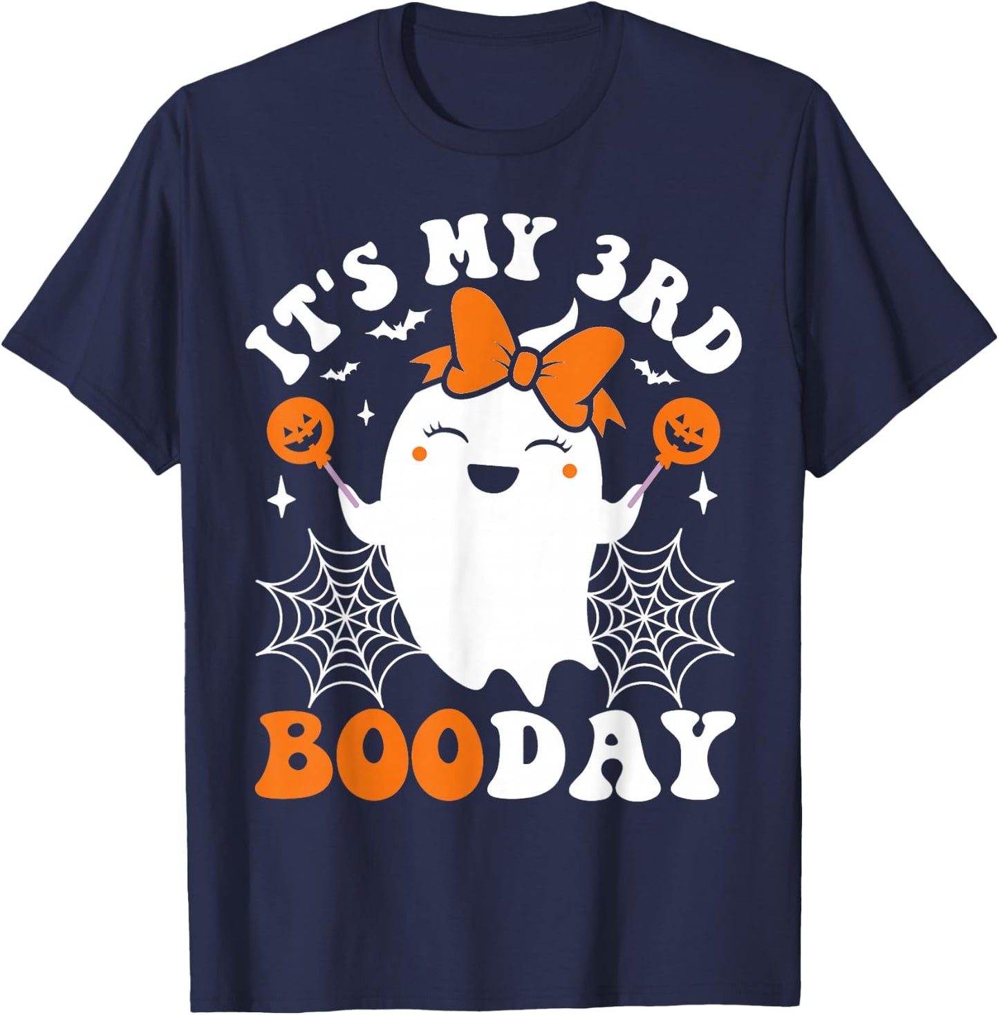 It's My 3rd Boo Day, Funny Halloween Ghost 3rd Birthday Girl T-Shirt - T-Shirt | Navy