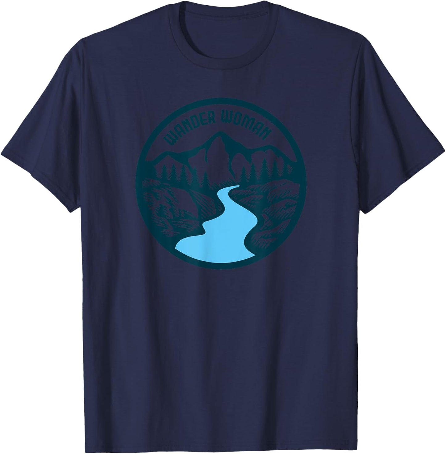 Wander Woman: Adventure is Ahead Design T-Shirt - T-Shirt | Navy