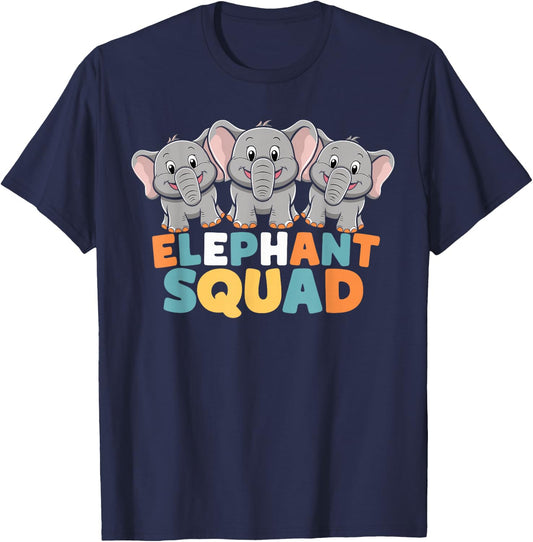 Elephant Squad Design for Elephant Lover Stuff Kids Elephant T-Shirt - T-Shirt | Navy