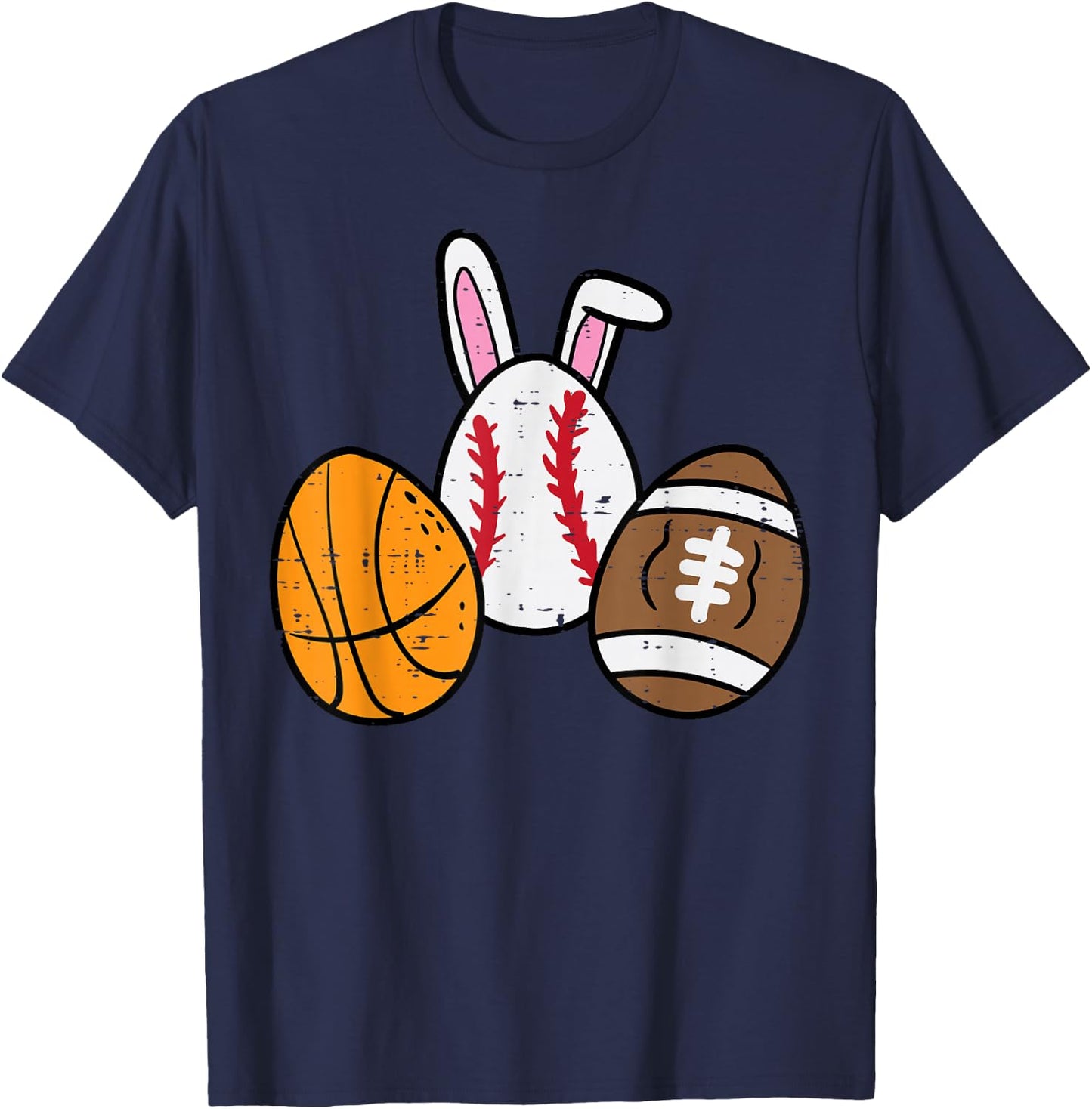 Easter Balls Basketball Baseball Football Boys Kid Men Women T-Shirt - T-Shirt | Navy