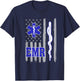 American Flag Blue Thin line EMR Emergency Medical Responder T-Shirt - T-Shirt | Navy