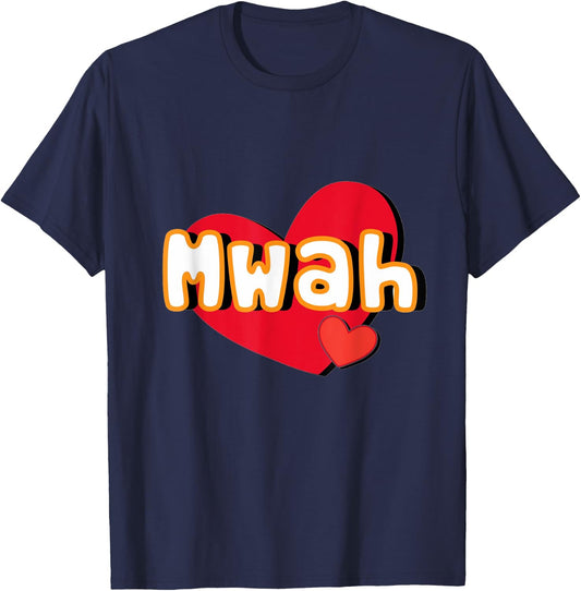Funny Mwah with Hearts T-Shirt - T-Shirt | Navy