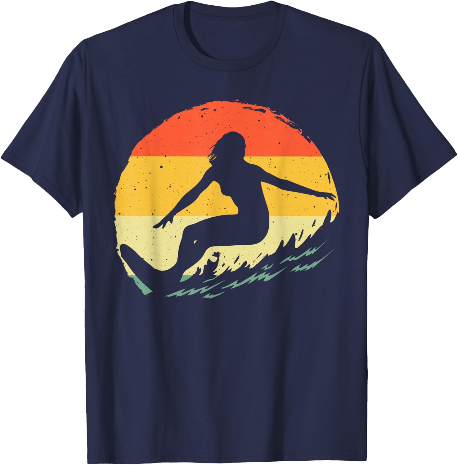 Surf Art Girls Beach Surfer Hawaiian Wave Surfing T-Shirt - T-Shirt | Navy