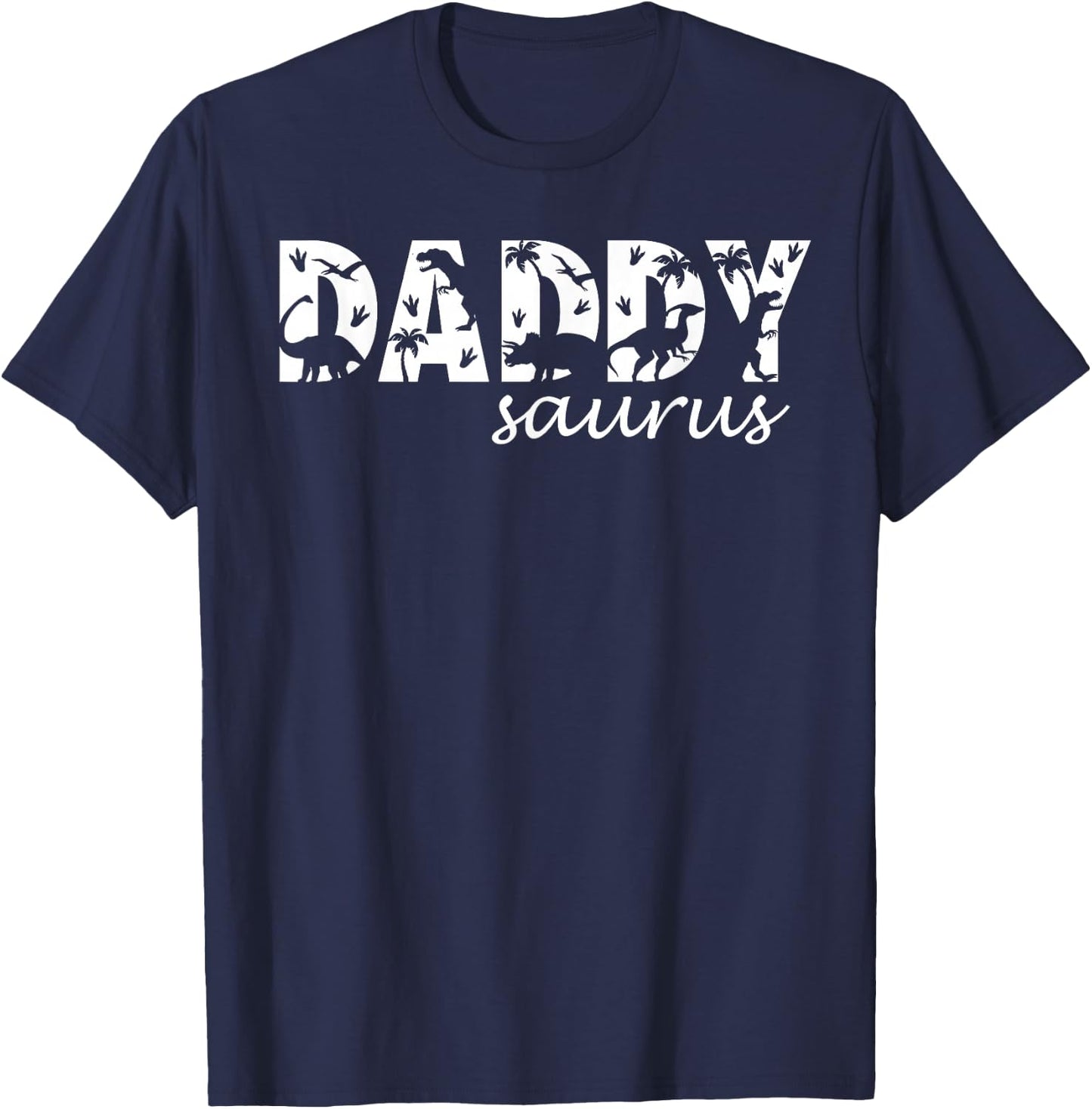 Daddysaurus T Rex Dinosaur Daddy Saurus Dad Family Matching T-Shirt - T-Shirt | Navy
