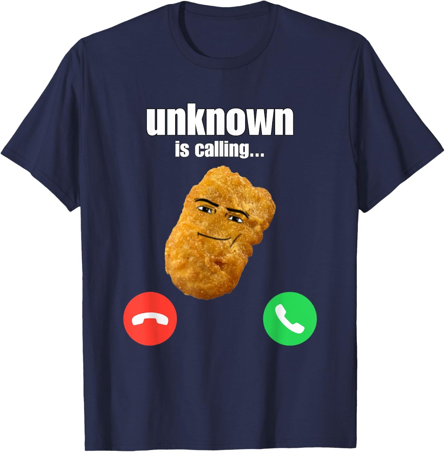 Chicken Nugget Man Face Cowboy Meme T-Shirt - T-Shirt | Navy