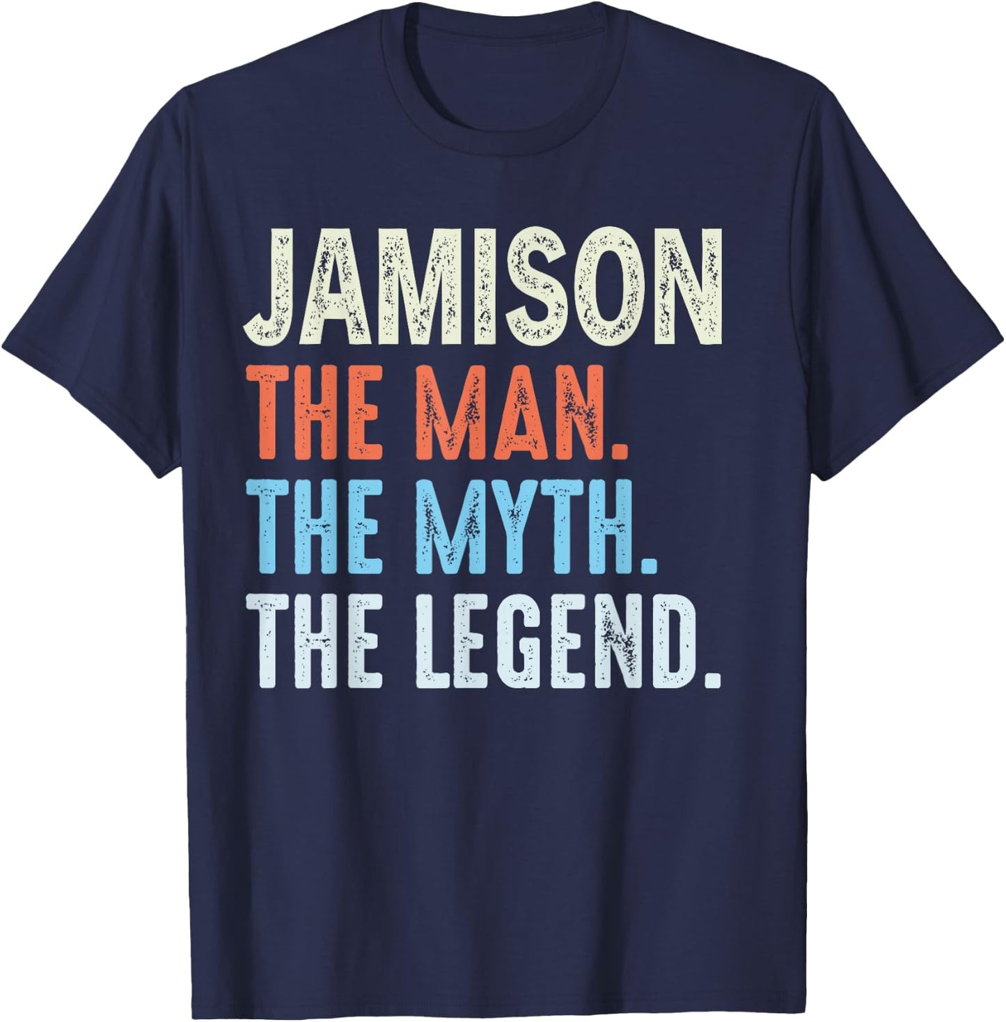 Jamison The Legend Name Personalized Cute Idea Men Vintage T-Shirt - T-Shirt | Navy