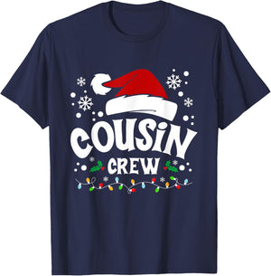 Christmas Cousin Crew Matching Family Xmas Pajama Lights T-Shirt - T-Shirt | Navy