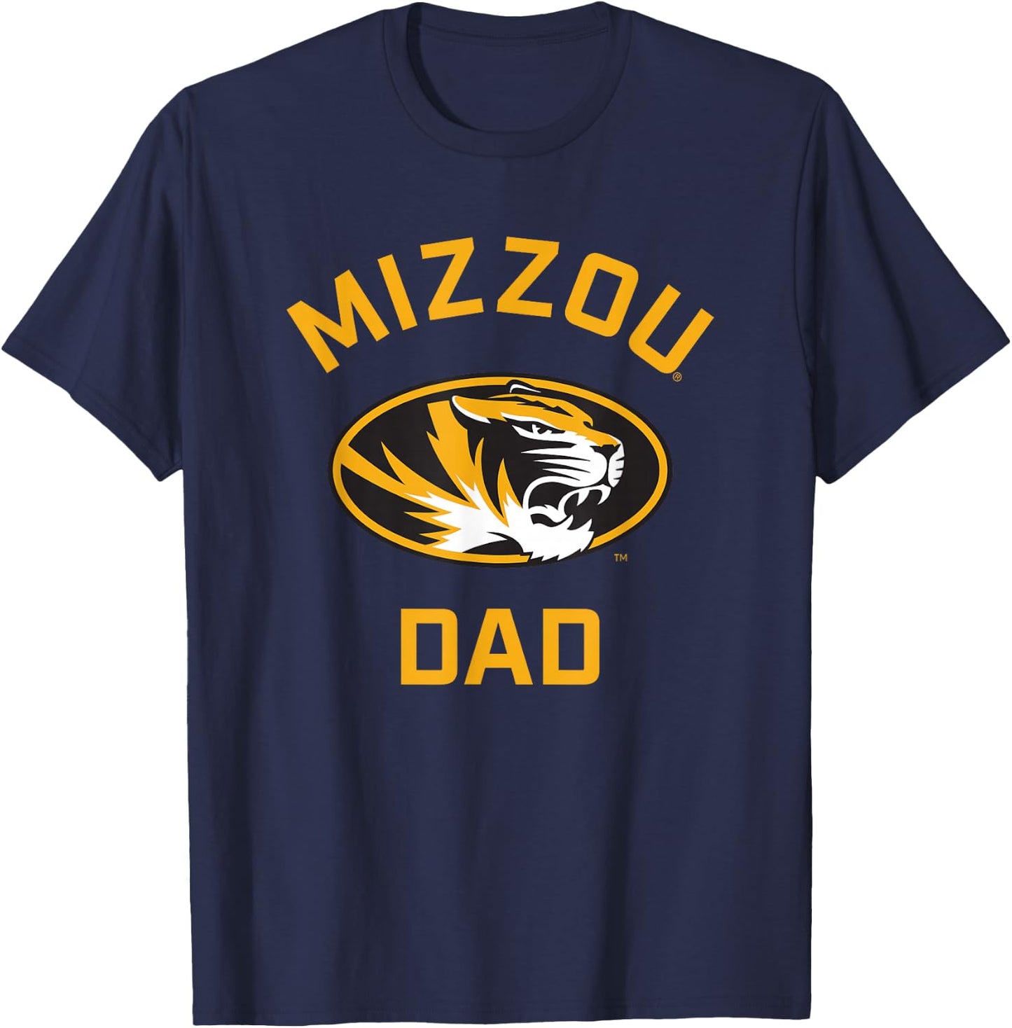 Campus Lab Mizzou Tigers Arched Dad -Adults Black Short Sleeve Classic Fit T-Shirt - T-Shirt | Navy