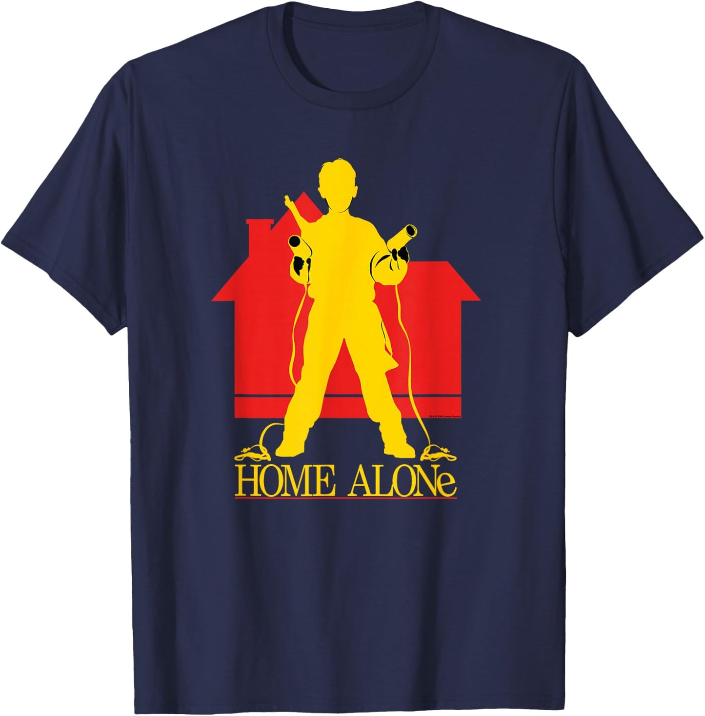 Home Alone Kevin McCallister Silhouette House Logo Retro T-Shirt - T-Shirt | Navy