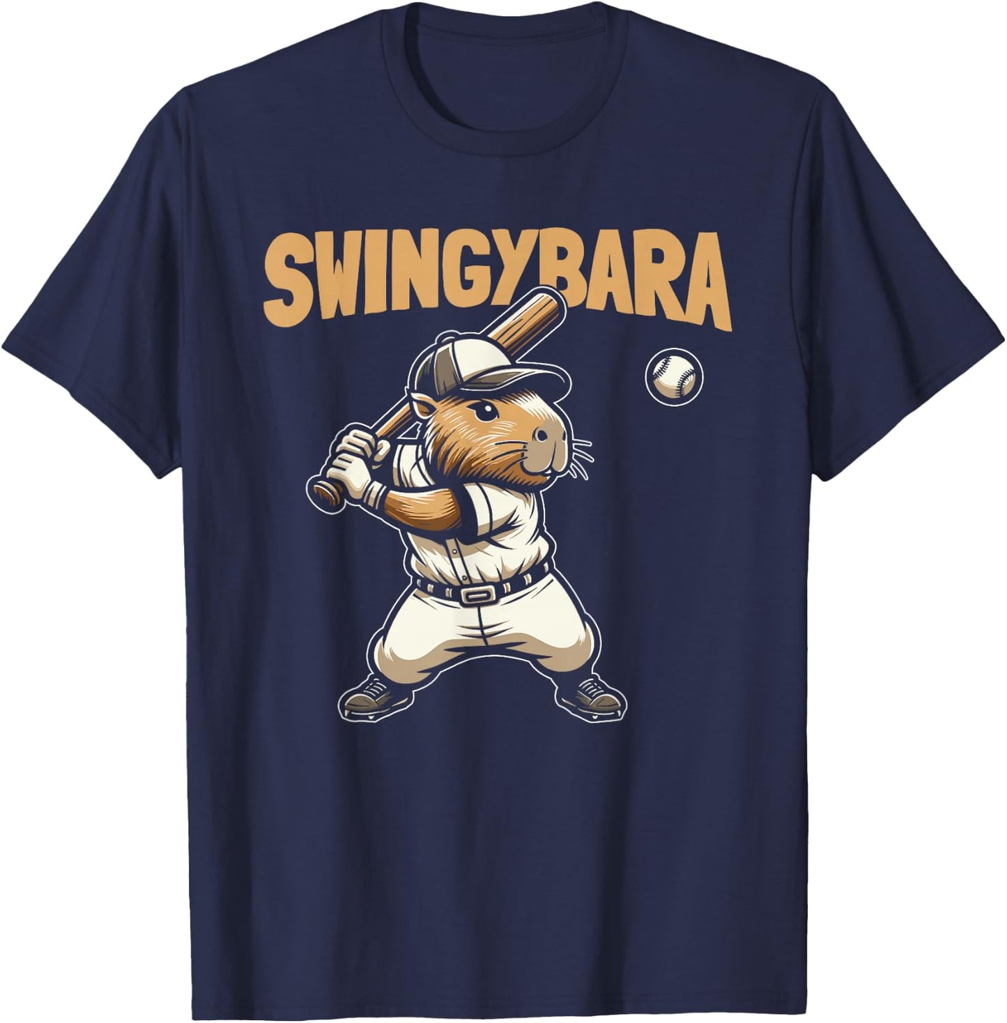 Capybara Softball Batter Catcher - Pitcher Swingybara T-Shirt - T-Shirt | Navy