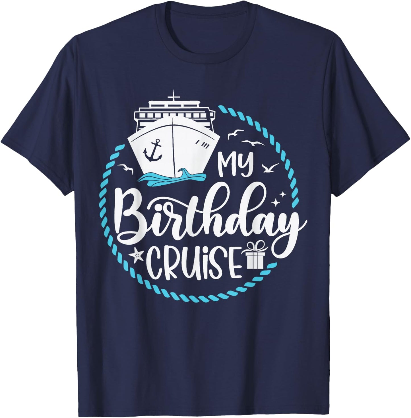 My Birthday Cruise , Small, Black T-Shirt - T-Shirt | Navy