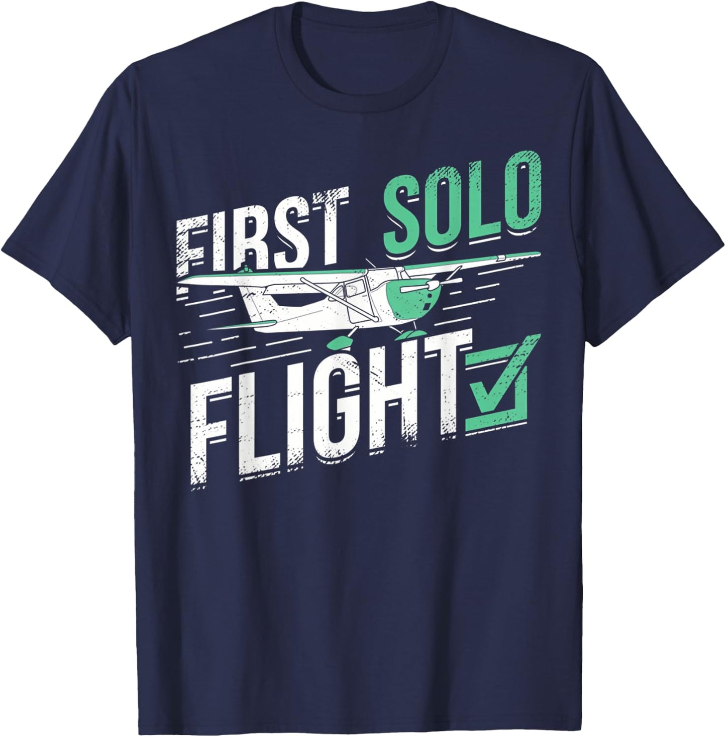 First Solo Flight Funny Pilot Airplane Flying Gifts T-Shirt - T-Shirt | Navy