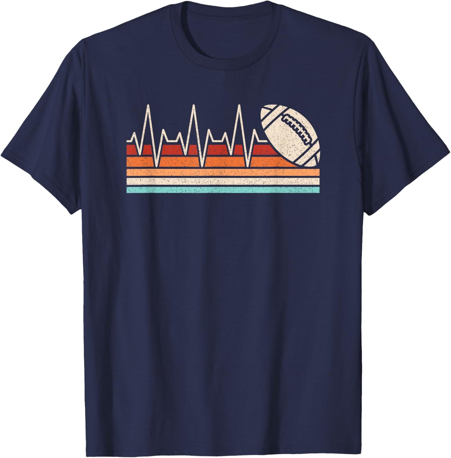 Retro American Football Heartbeat Men Boys Kids T-Shirt - T-Shirt | Navy