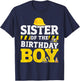 Sister of birthday boy matching family construction party T-Shirt - T-Shirt | Navy