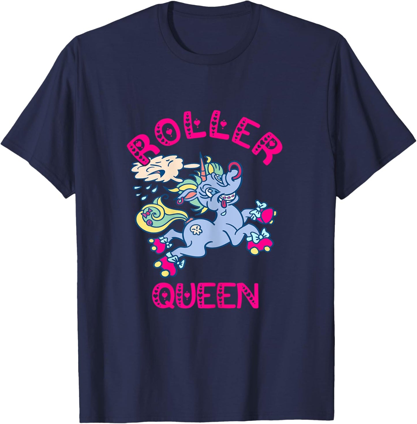 Roller Skates Queen Unicorn Roller Skating Skating Rink T-Shirt - T-Shirt | Navy