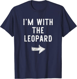 I’m with The Leopard Funny Halloween Couple Costume T-Shirt - T-Shirt | Navy