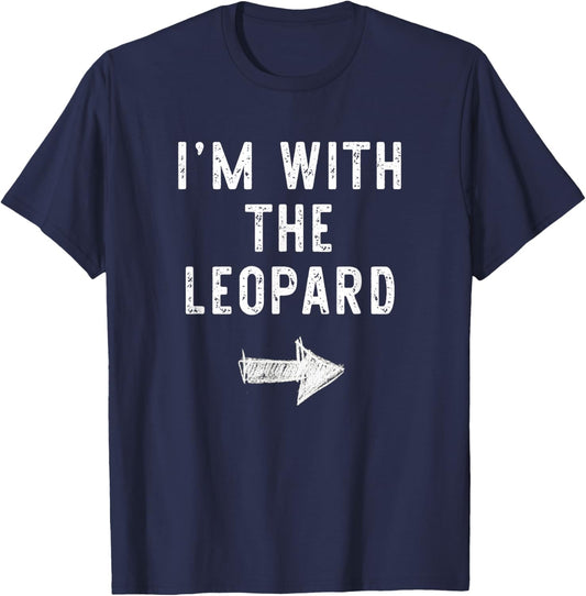 I’m with The Leopard Funny Halloween Couple Costume T-Shirt - T-Shirt | Navy