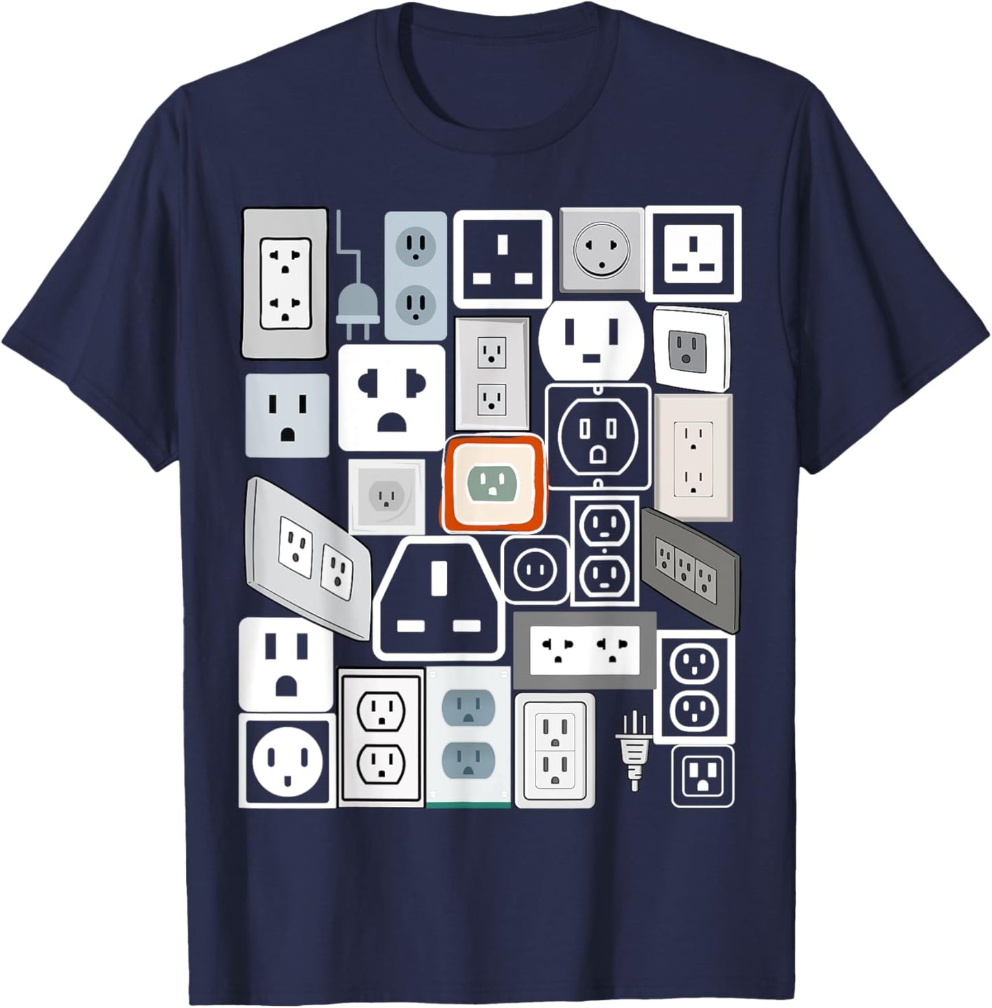 Electrical Outlet Plug and Socket Couples Halloween Costume T-Shirt - T-Shirt | Navy
