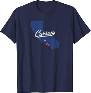 Carson California CA Map T-Shirt - T-Shirt | Navy