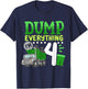 4th Garbage Truck Birthday Boys Dump Everything 4 Years Old T-Shirt - T-Shirt | Navy