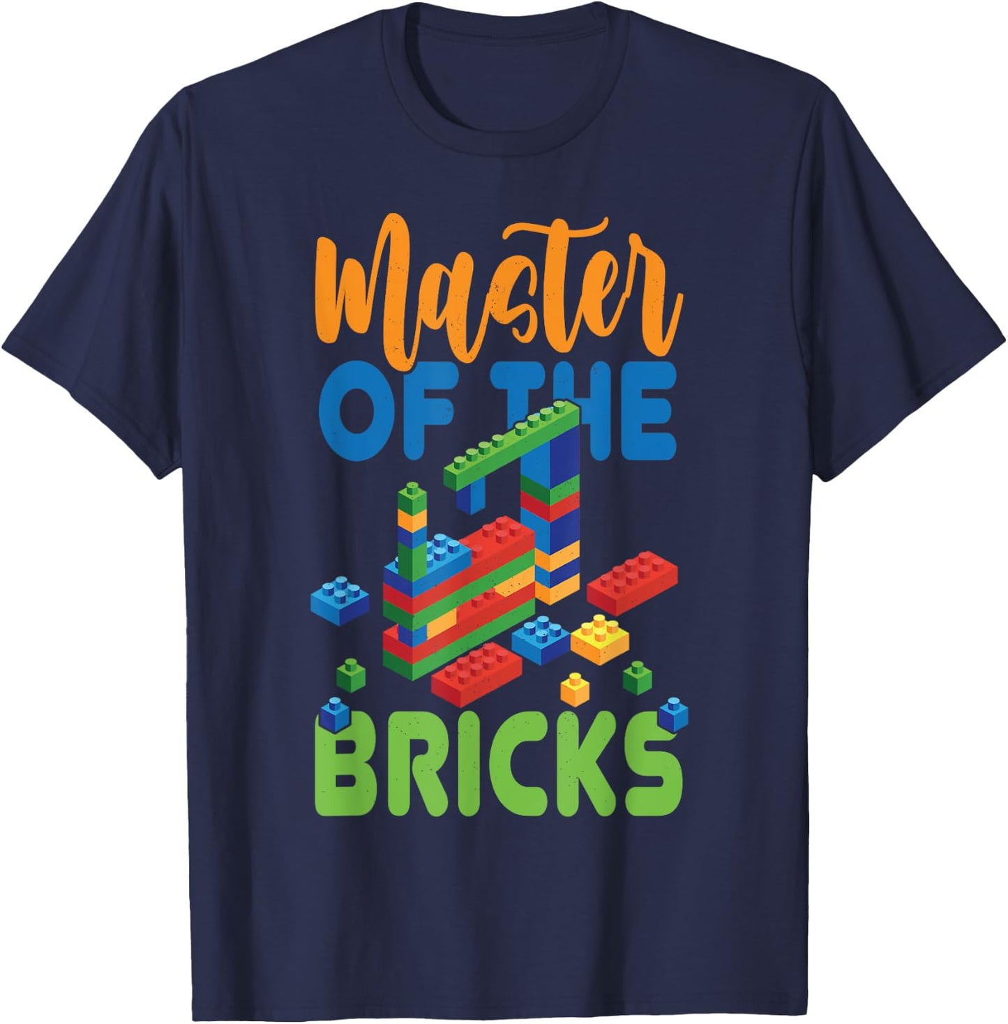 Master Builder Brick Building Blocks Master Of The Bricks T-Shirt - T-Shirt | Navy