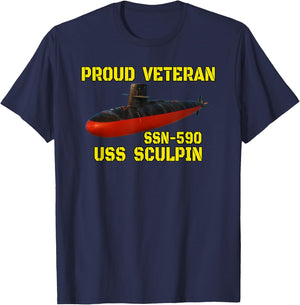 USS Sculpin SSN-590 Submarine Veterans Day Father Grandpa T-Shirt - T-Shirt | Navy