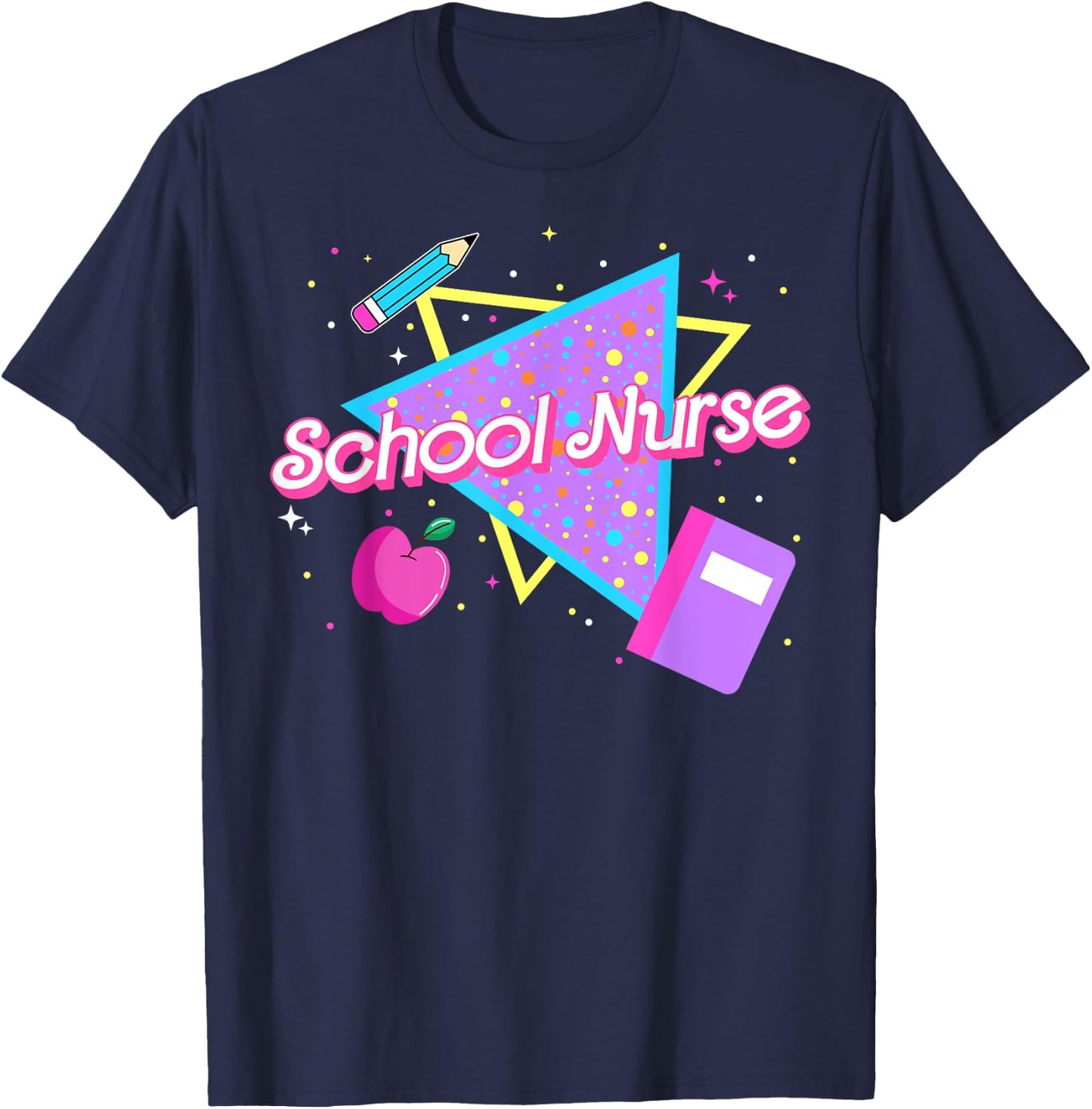 Cute School Nurse Back to school 80's 90's Retro Old School T-Shirt - T-Shirt | Navy