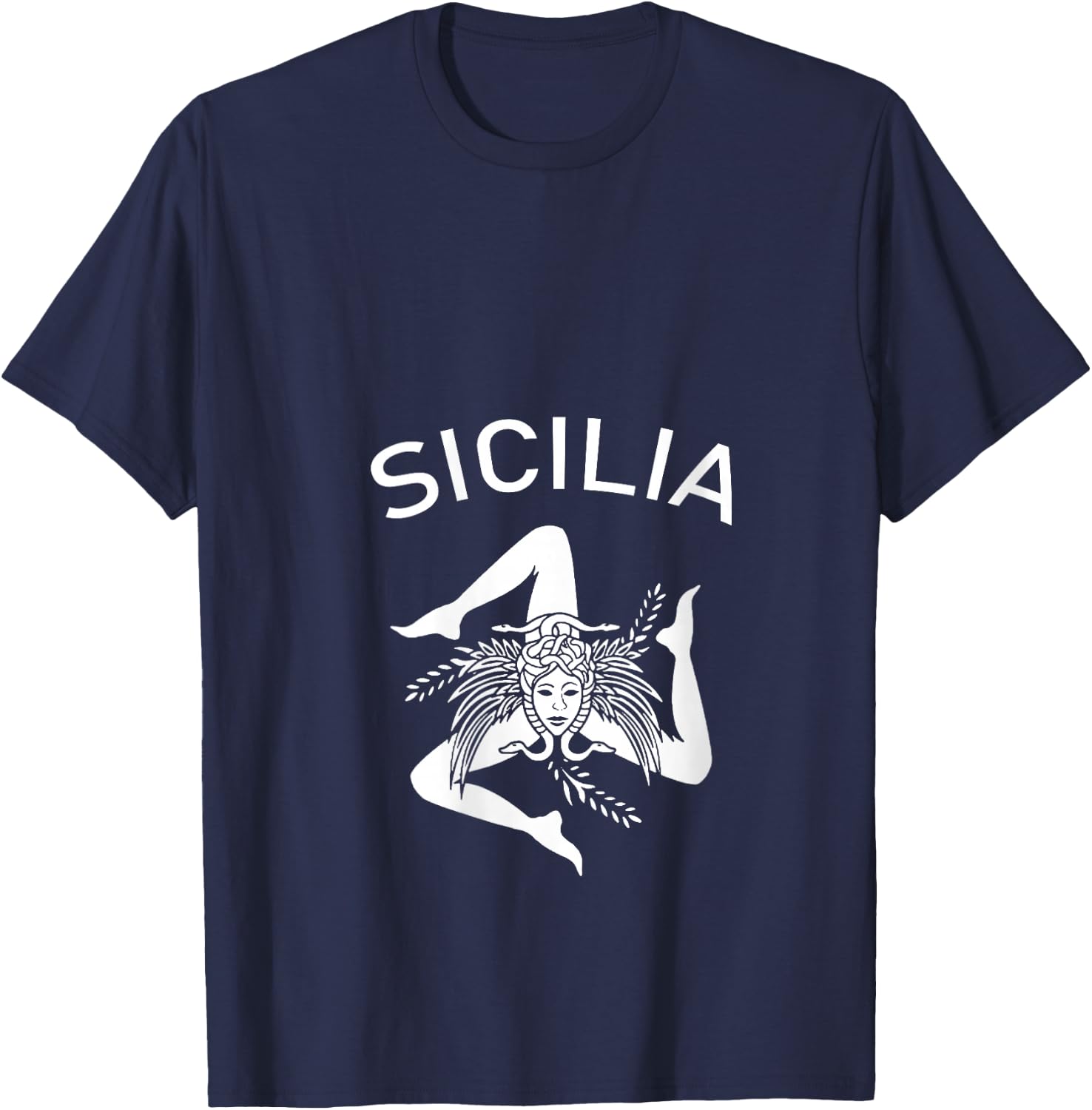 Sicilia Flag Sicily Palermo Italy V-Neck T-Shirt - T-Shirt | Navy