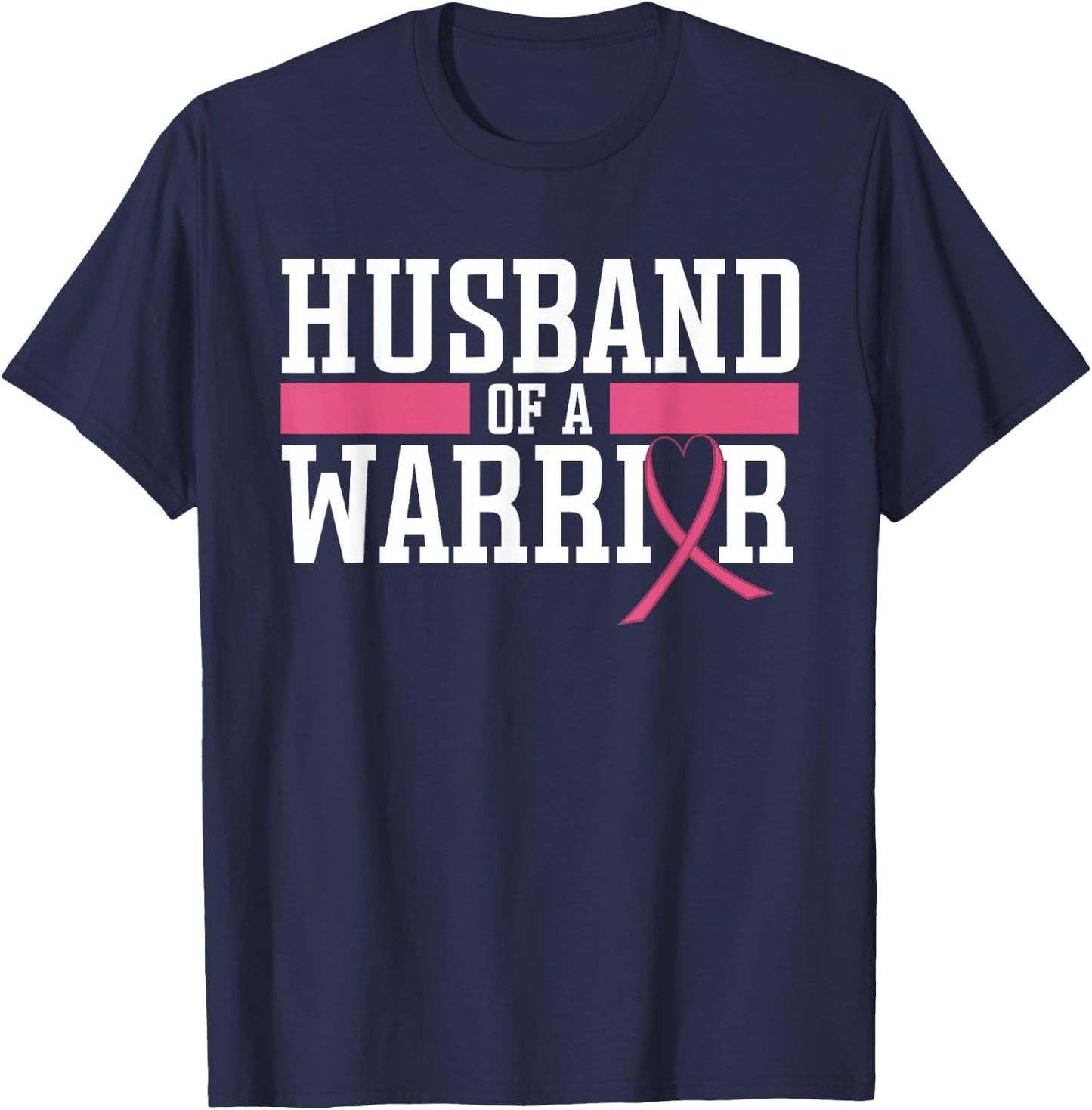 Husband Of A Warrior Breast Cancer Awareness Support T-Shirt - T-Shirt | Navy