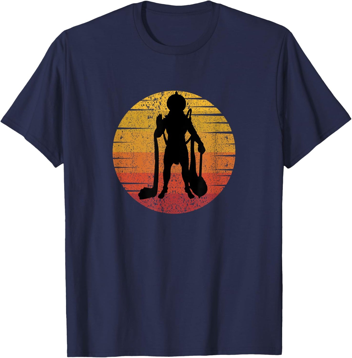 Retro Vintage Hindu God Lord Hanuman Monkey God Men Women T-Shirt - T-Shirt | Navy