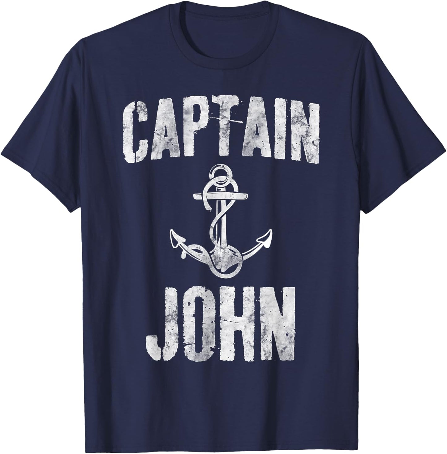 Funny Personalized Boating Shirt First Name Captain John T-Shirt - T-Shirt | Navy