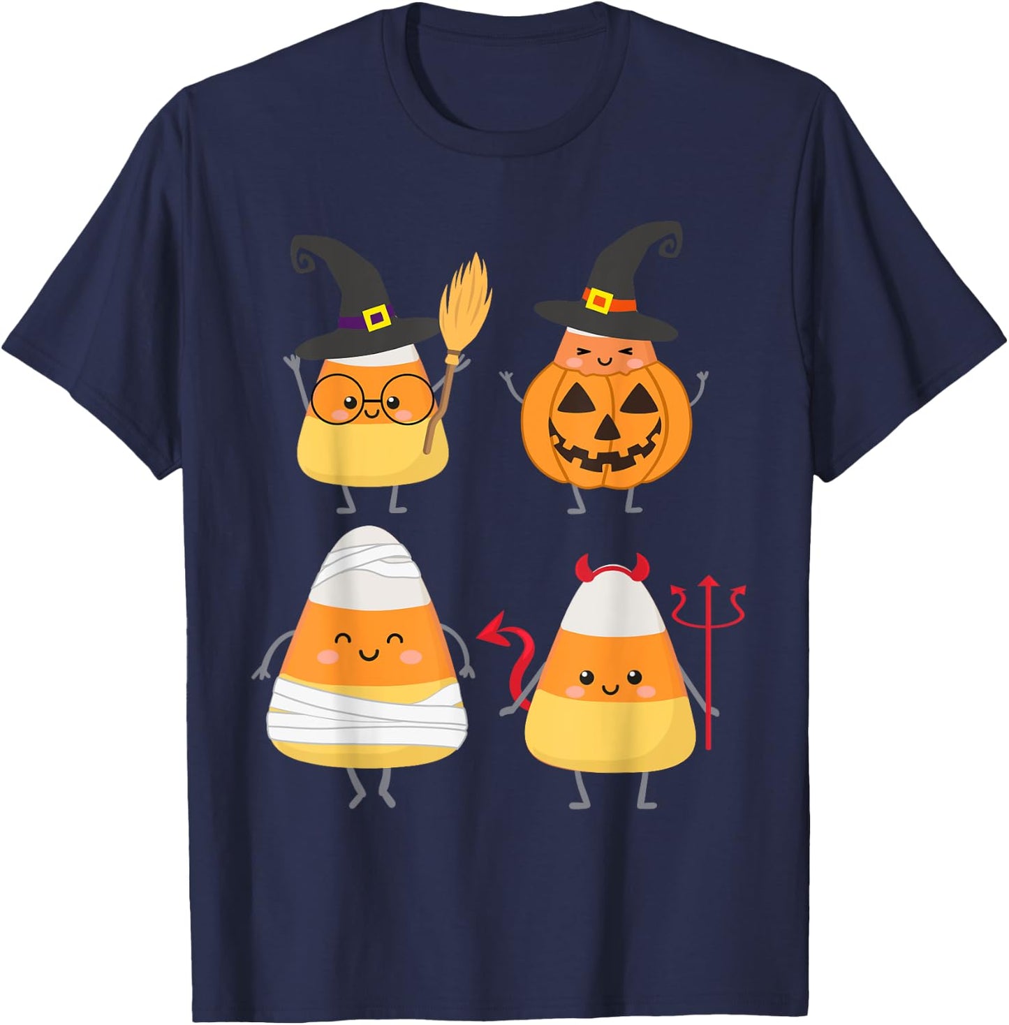 Candy Corn Costume Characters - Cute Halloween T-Shirt - T-Shirt | Navy
