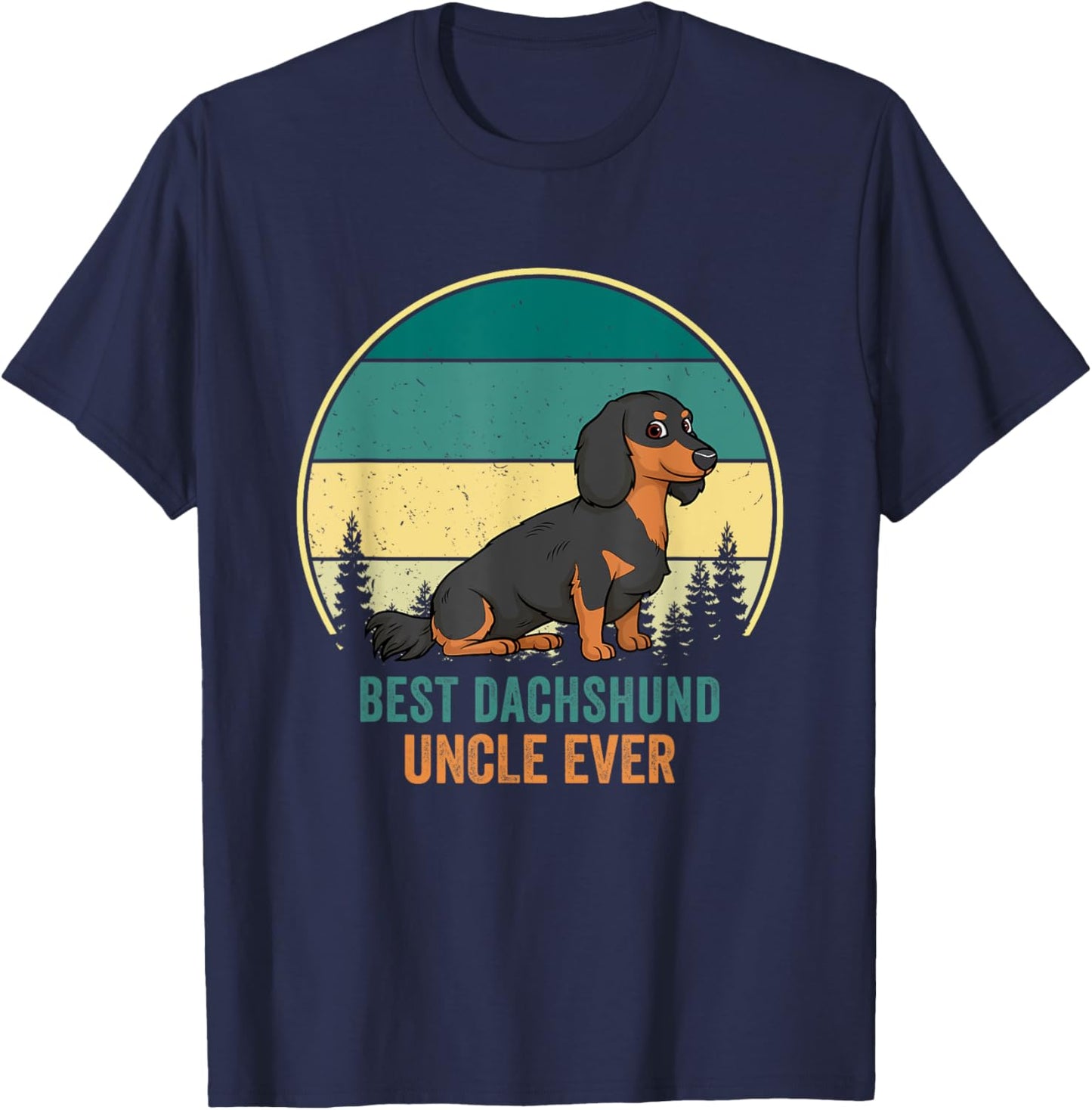 Best Dachshund Uncle Ever Retro Vintage Weiner Dog T-Shirt - T-Shirt | Navy