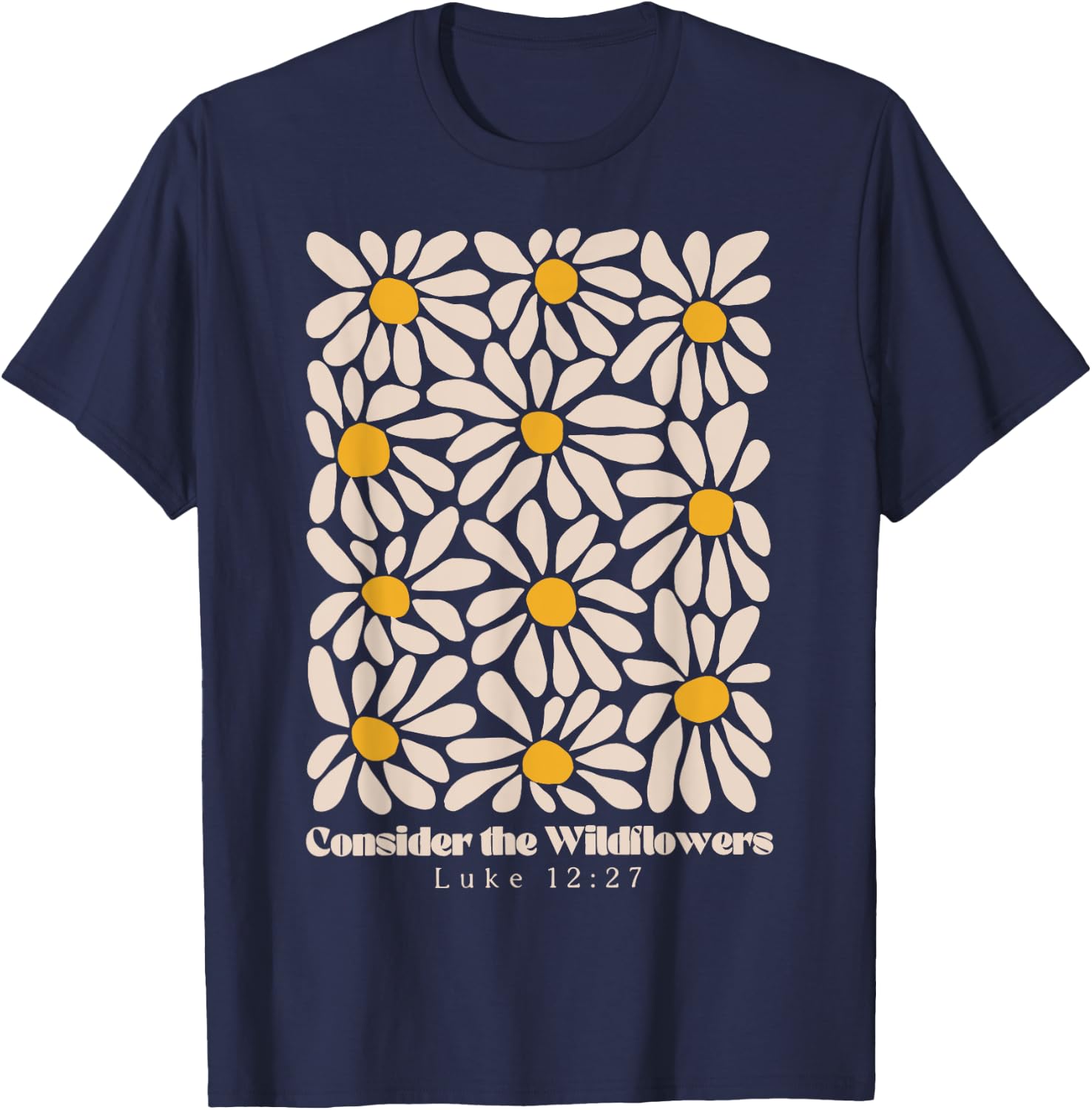 Consider the Wildflowers Retro Christian Jesus T-Shirt - T-Shirt | Navy