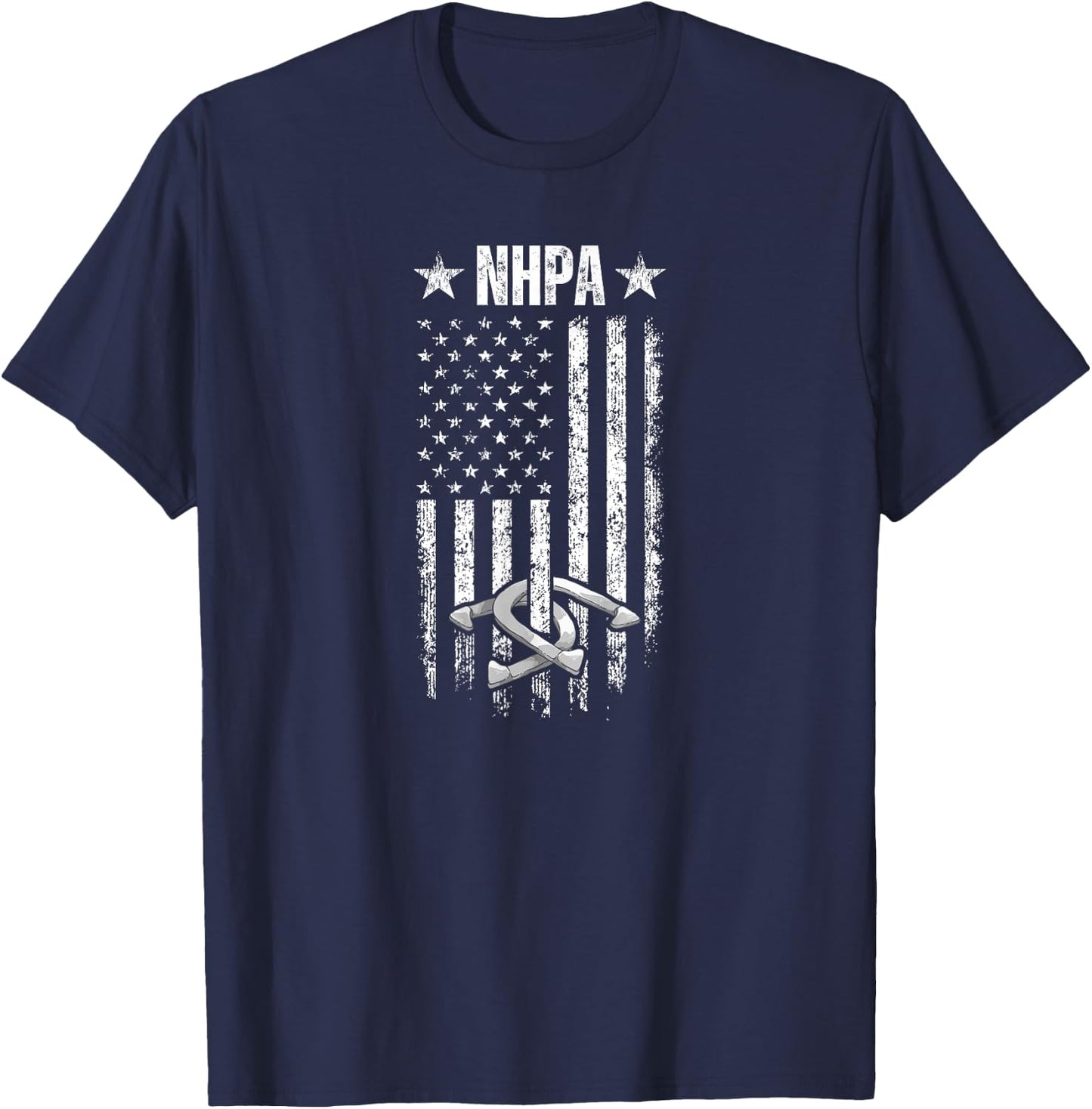 National Horseshoe Pitchers Association NHPA Distressed Flag T-Shirt - T-Shirt | Navy