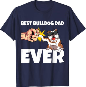 Best Bulldog Dad Ever Funny English Bulldog Dog Gift Women T-Shirt - T-Shirt | Navy