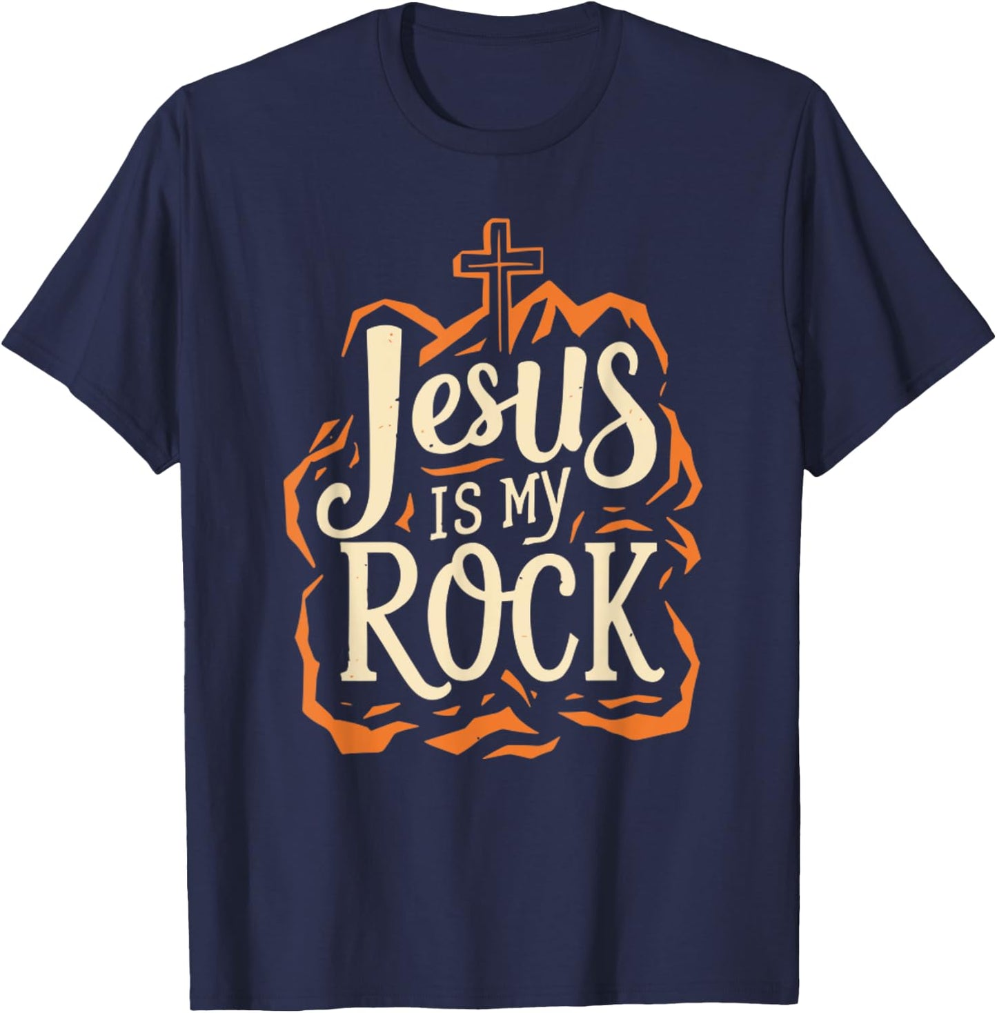 Jesus Is My Rock Jesus Quote Bible Christian T-Shirt - T-Shirt | Navy