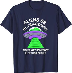 Aliens Or Ultrasound Medical Sonographer Ultrasound Tech T-Shirt - T-Shirt | Navy