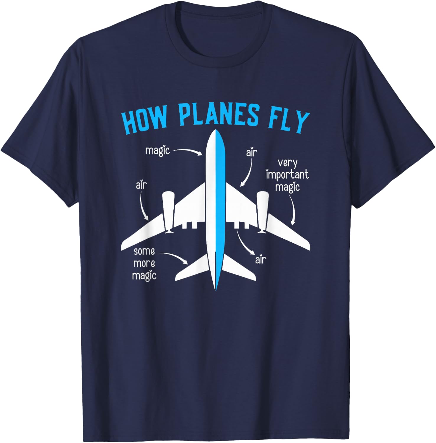 How Planes Fly Funny Aerospace Engineer Engineering T-Shirt - T-Shirt | Navy