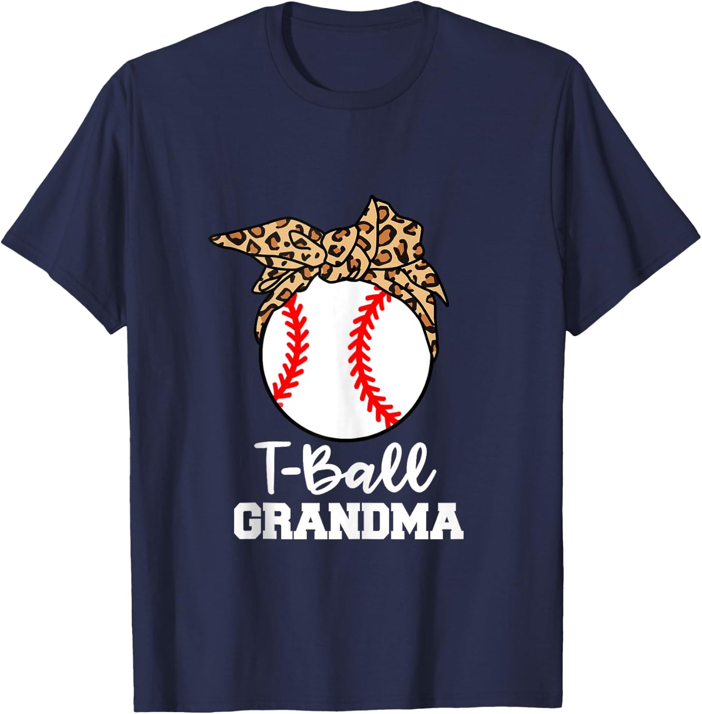 T-Ball Grandma Funny Leopard T-Ball Grandma T-Shirt - T-Shirt | Navy