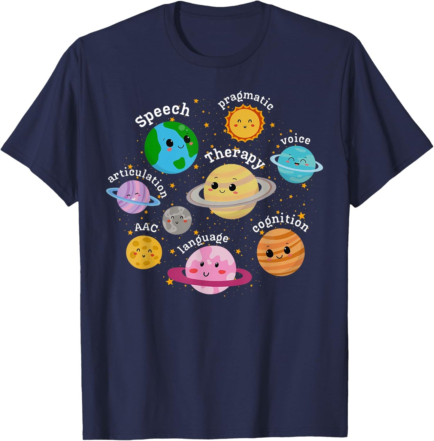SLP System Planets Speech Language Pathologist Outer Space T-Shirt - T-Shirt | Navy