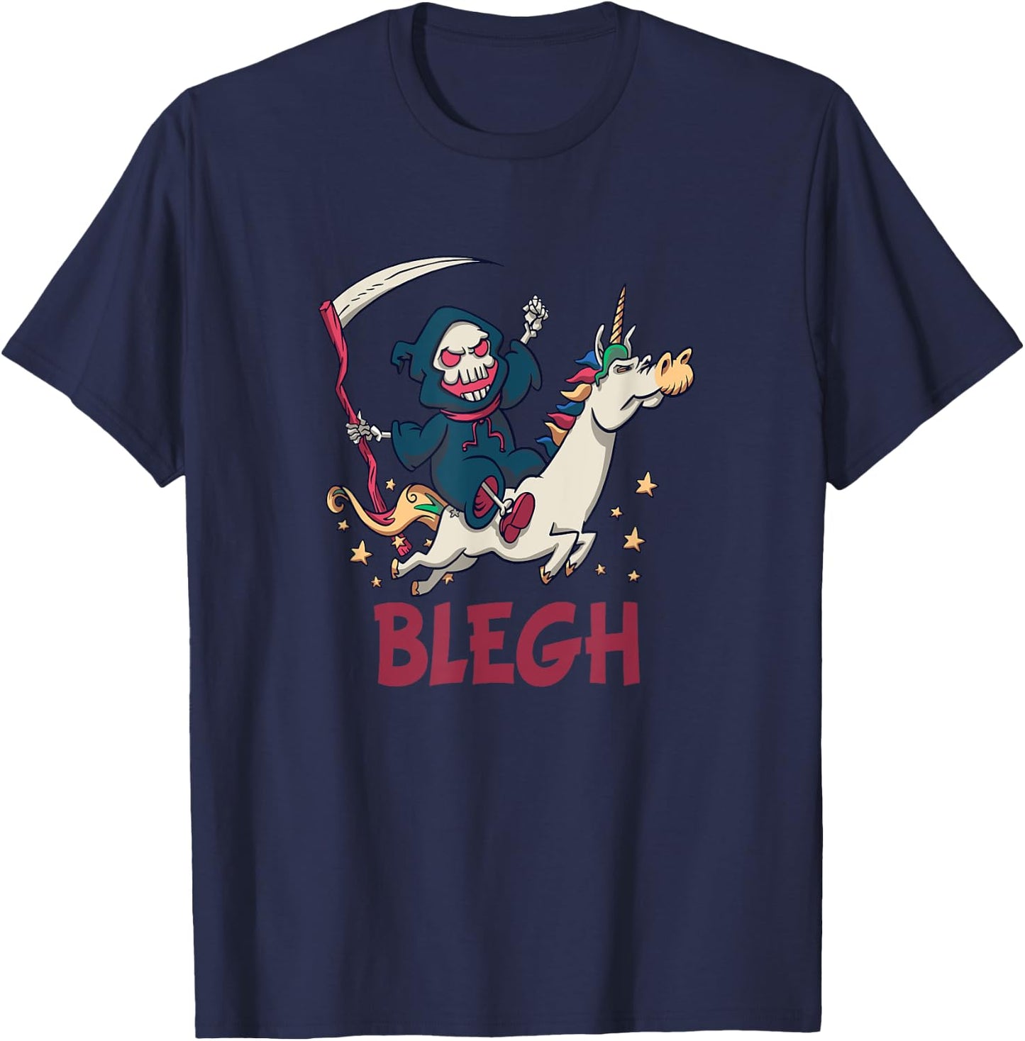 Blegh Funny Metalcore Reaper Unicorn Djent Deathcore T-Shirt - T-Shirt | Navy