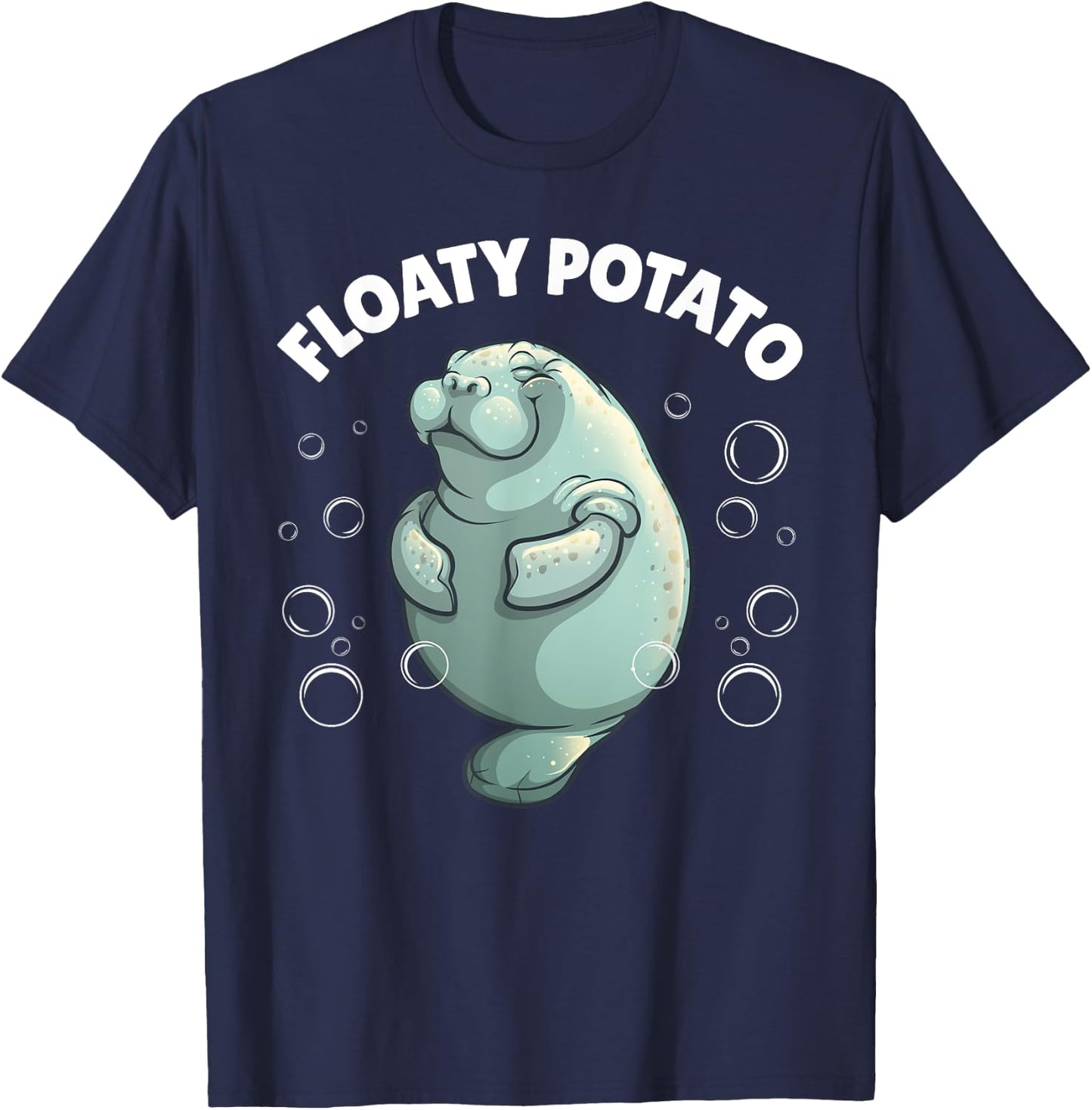 Cute Manatee Design Women Kids Sea Cow Manatee Lover T-Shirt - T-Shirt | Navy